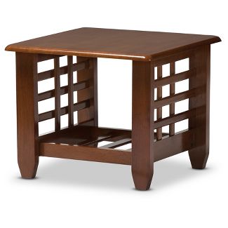 Larissa Modern Classic Mission Style Living Room Occasional End Table - Cherry Brown - Baxton Studio
