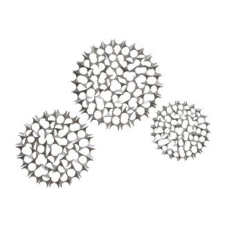 Metal Starburst Wall Decor with Cutout Design Set of 3 Silver - Olivia & May