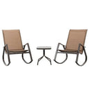 3pc Patio Bistro Set Rocking Chairs with Tempered Class Coffee Table Brown - Crestlive Products