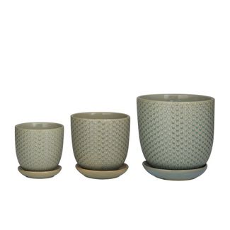 7.75" 3pc Modern Metal Planter Pots Light Gray - Olivia & May