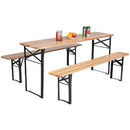 3pc Outdoor Folding Wooden Picnic Table Set - WELLFOR