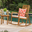 Nuna 2pc Acacia Wood Patio Rocking Chair Set - Teak/Cream - Christopher Knight Home