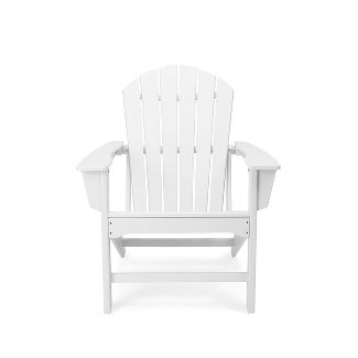 2pc Plastic Resin Adirondack Chair with Ottoman - White - EDYO LIVING