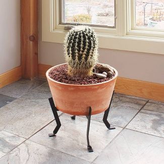 ACHLA Designs 16" Wide Small Indoor Outdoor Denise Wood Stone and Iron Planter Terra Cotta Finish