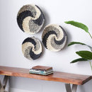 Bohemian Seagrass Plate Handmade Spiral Basket Wall Decor Set of 3 Black - Olivia & May