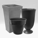 Tierra Verde 15" Wide Tapered Square Recycled Rubber Self Watering Planter Pot Black
