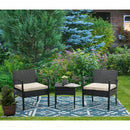 EDYO LIVING 3pc Wicker Outdoor Patio Conversation Furniture Set with 2.4" Cushions
