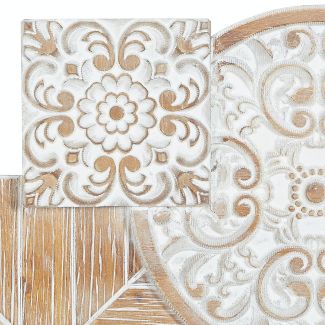 Wood Floral Intricately Carved Wall Decor White - Olivia & May