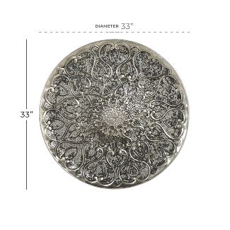 Metal Plate Wall Decor with Embossed Details Silver - Olivia & May