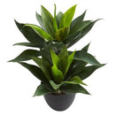 21" x 16" Artificial Agave Plant in Decorative Pot Black - Nearly Natural