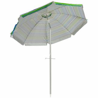 6.5' x 6.5' Portable Sunshade Beach Umbrellas with Tilt Aluminum Pole and Carrying Bag - Wellfor