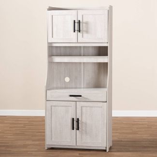 6 Shelf Portia Kitchen Storage Cabinet White - Baxton Studio