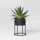 13" Width Outdoor Iron Planter Pot with Stand Black - Threshold™