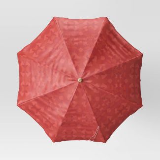 7.5'x7.5' Dual Fabric Outdoor Market Umbrella with Coiled Rope Fringe Coral Orange - Opalhouse™ designed with Jungalow™