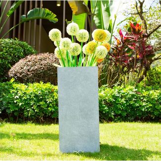 20" Tall Square Lightweight Concrete/Fiberglass Elegant Indoor/Outdoor Planter Slate Gray - Rosemead Home & Garden, Inc.