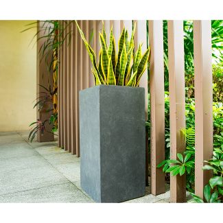Rosemead Home & Garden, Inc. 24" Square Concrete/Fiberglass Elegant Indoor/Outdoor Planter Charcoal Gray