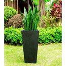 28" Kante Lightweight Concrete Modern Tapered Tall Square Outdoor Planter Black - Rosemead Home & Garden, Inc
