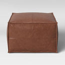 Earl Faux Leather French Seam Ottoman - Threshold™