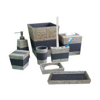 Rustic Cement Bath Accessory Set for Vanity Counter Tops Gray/Brown - Nu Steel