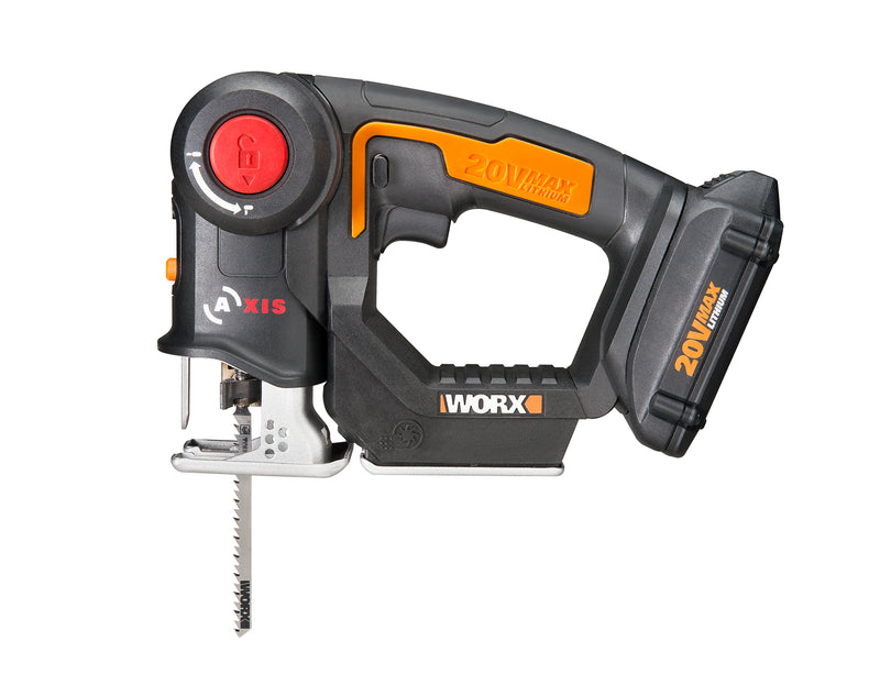 WORX WX550L 20V Axis 2-In-1 Reciprocating Saw And Jigsaw With Orbital Mode, Variable Speed And Tool-