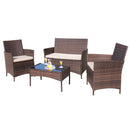 Walnew 4-Piece Outdoor Patio Conversation Furniture Sets with Cushioned Tempered Glass