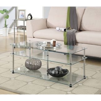 Classic Glass 3 Tier Coffee Table Clear Glass - Breighton Home