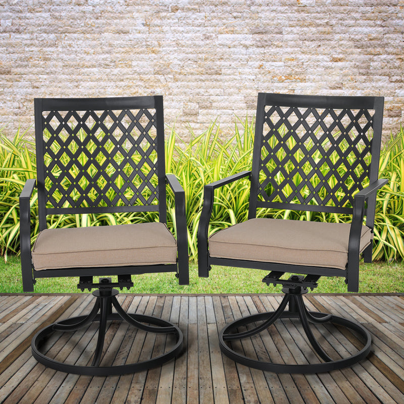 MF Studio Outdoor Metal Swivel Chairs Set of 2 Patio Dining Rocker Chair with Cushion Furniture Set Support 300 lbs for Garden Backyard Bistro