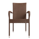 Balkene Home Morgan Resin Wicker Stacking Patio Dining Chair 4-Pack in Mocha
