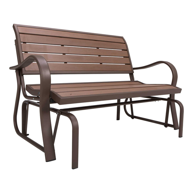 Lifetime Glider Bench, Faux Wood, Brown 60290