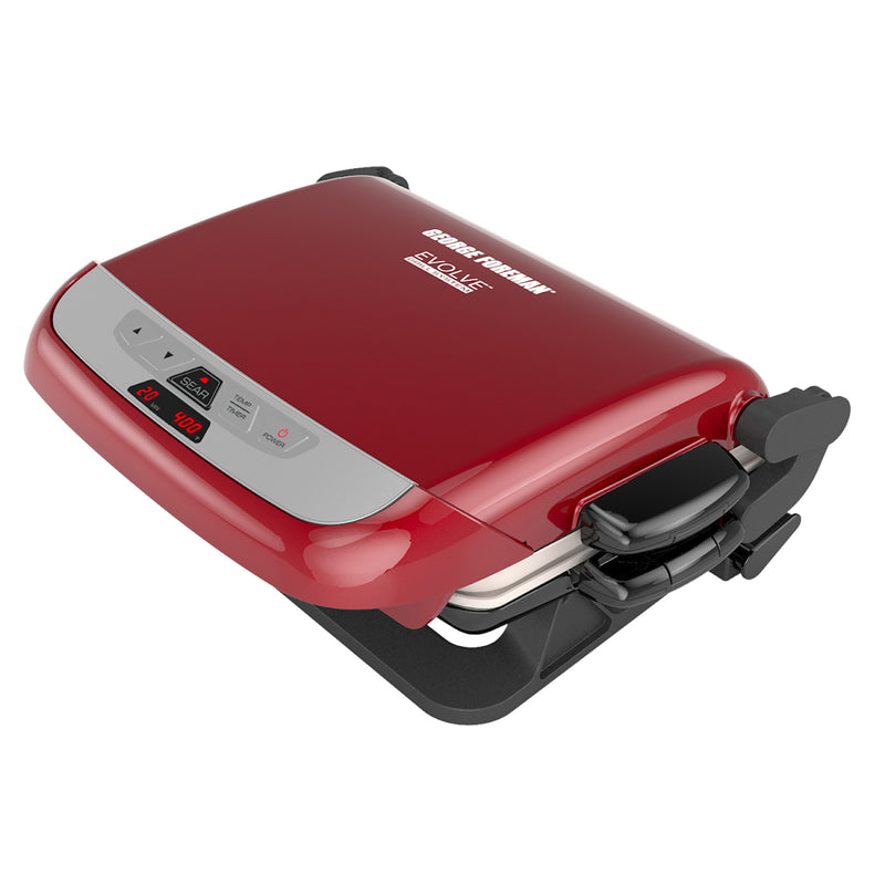 George Foreman Evolve 5-Serving Multi-Plate Grill System, Electric Indoor Grill with Ceramic Plates and Waffle Plates, Red, GRP4842RB