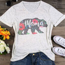 2019 Harajuku T Shirt Women Summer Short Sleeve V-Neck Womens Tops&Tees Fashion Mama Bear Printed Losoe Streetwear T-shirt