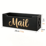 Rustic Wooden Mail Organizer Box for Desktop & Home Office