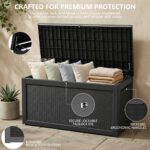Large Outdoor Resin Deck Box with Lockable Lid & Handles