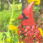 Large Red Cardinal Garden Statue – Iron Metal Bird Yard Sculpture - Decorative Arts