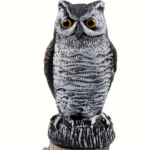 Realistic Horned Owl Decoy – Plastic Outdoor Bird & Pest Deterrent - Polychrome
