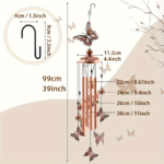 Metal Butterfly Wind Chime for Outside – Garden Memorial Chimes