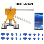 Paintless Dent Repair Kit, Includes a Dent Repair Tool Set and a Golden Tool Lifter, Equipped with 20 Dent Pull Tabs, Suitable for Repairing Car Body Dents Caused by Hail and Other Metal Surface Issues - One handle + 20 washers