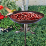 Vintage Copper Cast Iron Bird Bath with Stake – Leaf Design