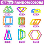 Kids Medium Magnetic Building Blocks & Sensory STEM Set - 65pcs