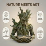 Tree Face Bird Feeder Outdoor Decor – Ancient Tree Trunk Sculpture