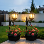 Solar Flower Pot Light 1/2-Pack – Vintage Planter Pathway Lamp