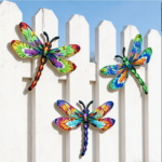 3D Colorful Metal Dragonfly Wall Decor 3-Piece Set – Garden Art