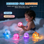 Light-Up Floating Sea Animal Bath Toys – No-Hole Water Toys for Tub & Pool