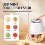 304 Stainless Steel Mini Food Chopper 350ml USB Wireless - White / K1209B