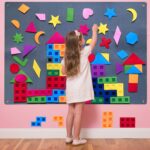 Large Felt Geometric Toy Set 41&quote; x 29.5&quote; – DIY Craft Kit - Grey