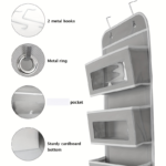 5-Tier Over-the-Door Storage Rack – 44 lbs Capacity, No-Drill Design