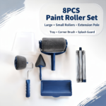 8pcs Paint Roller Set with Stick - Quick Room Makeover, Easy-to-Use Wall Painting Tools Kit, Paint Rollers for Wall
