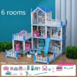 4-Story Dollhouse Playset with 4 Dolls & Furniture for Kids