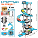 5-Layer 3D Parking Garage Race Track Set with 2 Cars & Helicopter