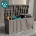 Large Outdoor Resin Deck Box with Lockable Lid & Handles